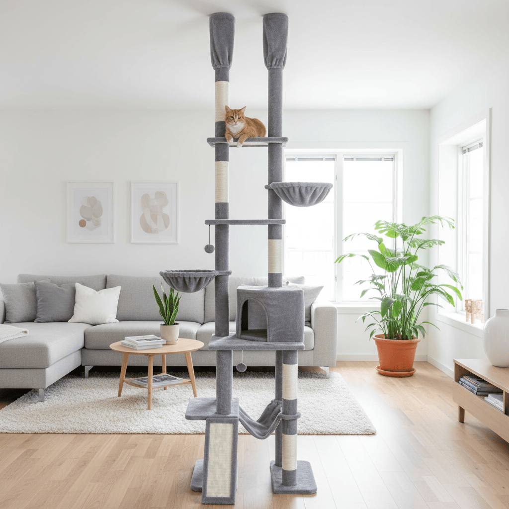 theMiaou Arbre à Chat “Altura” – Arbre à Chat  Sol au Plafond Confortable & Ultra Stable