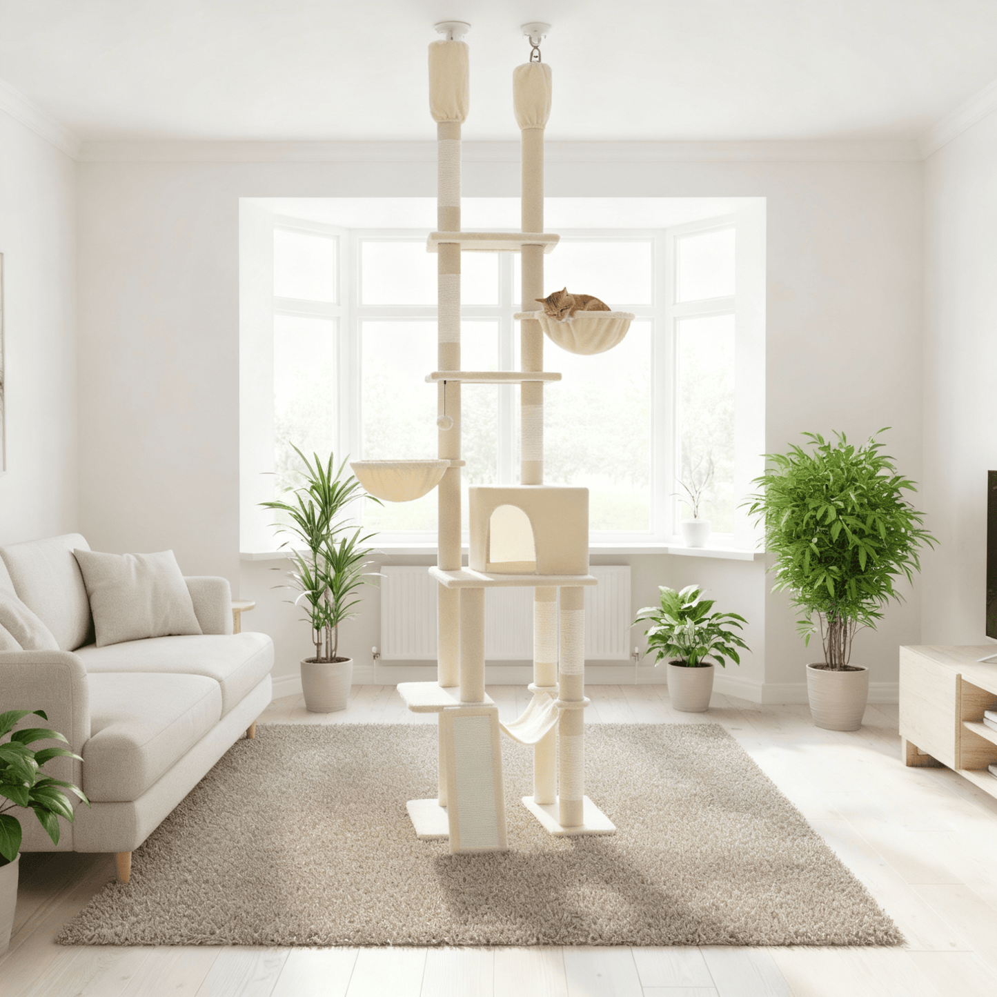 theMiaou Arbre à Chat “Altura” – Arbre à Chat  Sol au Plafond Confortable & Ultra Stable