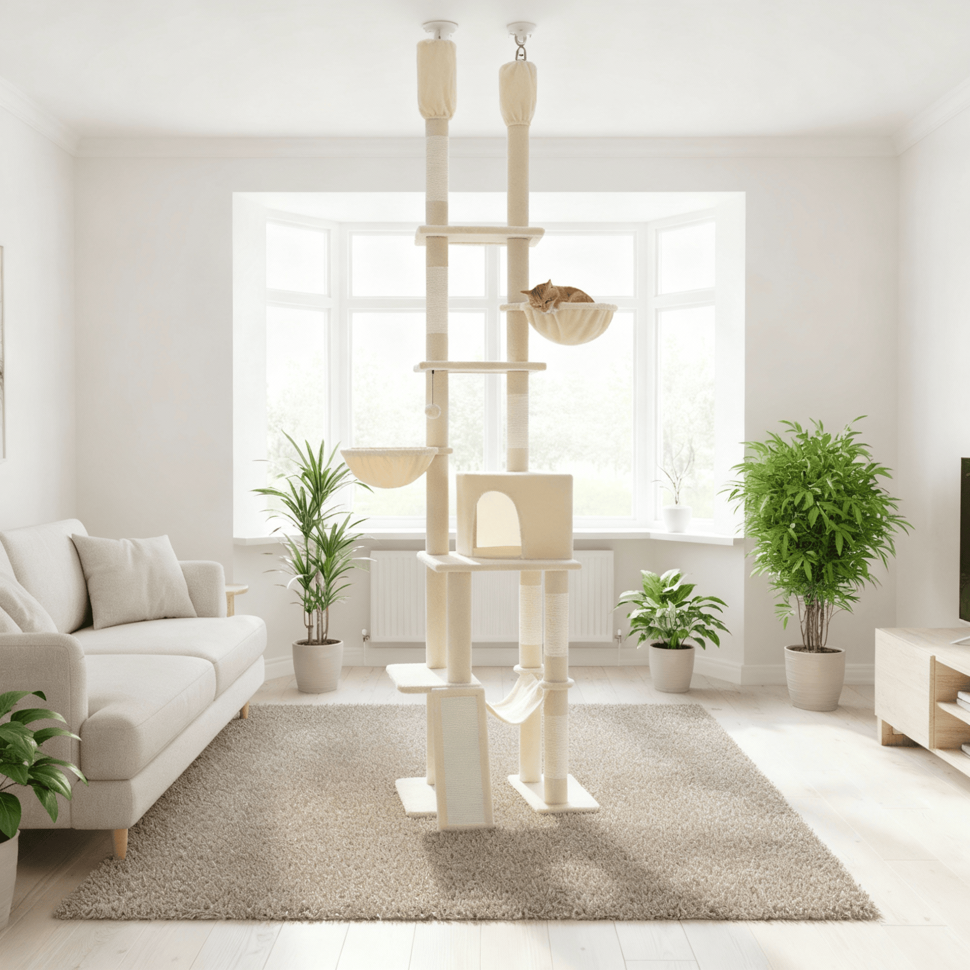 theMiaou Arbre à Chat “Altura” – Arbre à Chat  Sol au Plafond Confortable & Ultra Stable