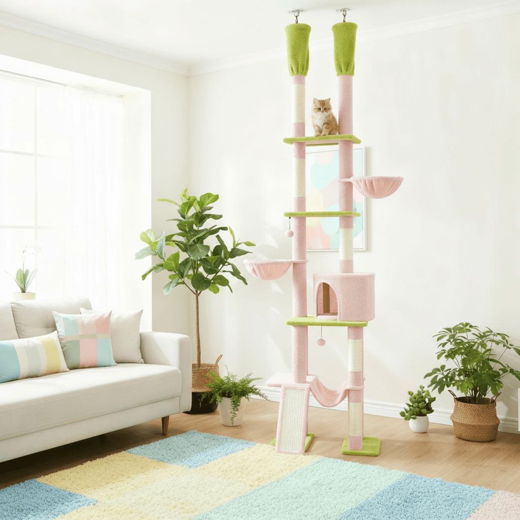 theMiaou Arbre à Chat “Altura” – Arbre à Chat  Sol au Plafond Confortable & Ultra Stable