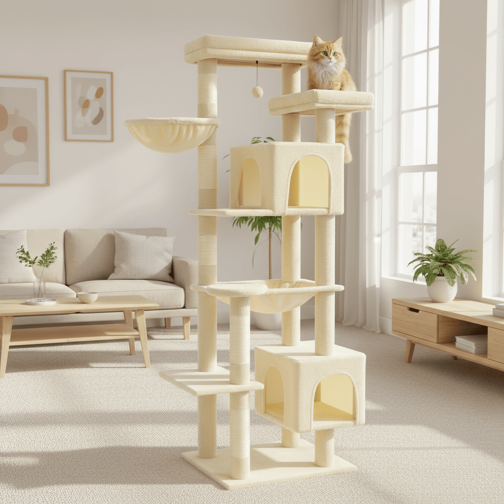 theMiaou Arbre à Chat “Astra” – Arbre à Chat XXL avec Double Niche et Griffoirs en Sisal