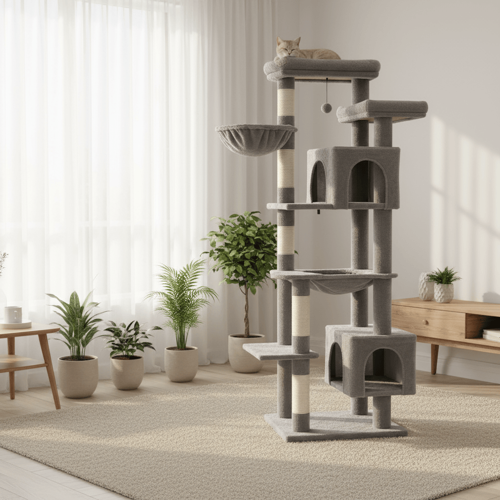 theMiaou Arbre à Chat “Astra” – Arbre à Chat XXL avec Double Niche et Griffoirs en Sisal