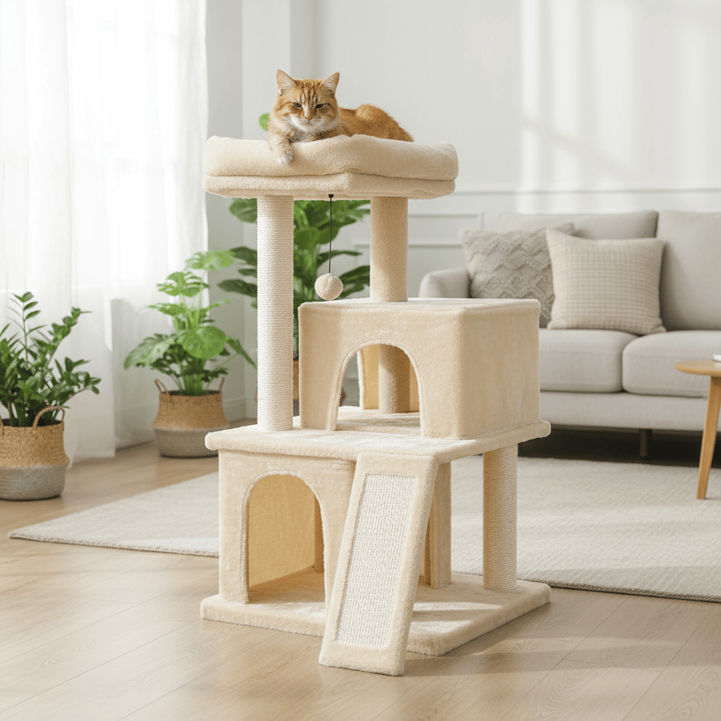 theMiaou Arbre à Chat “Nubo” – Petit Arbre à Chat avec Double Niche Confortable