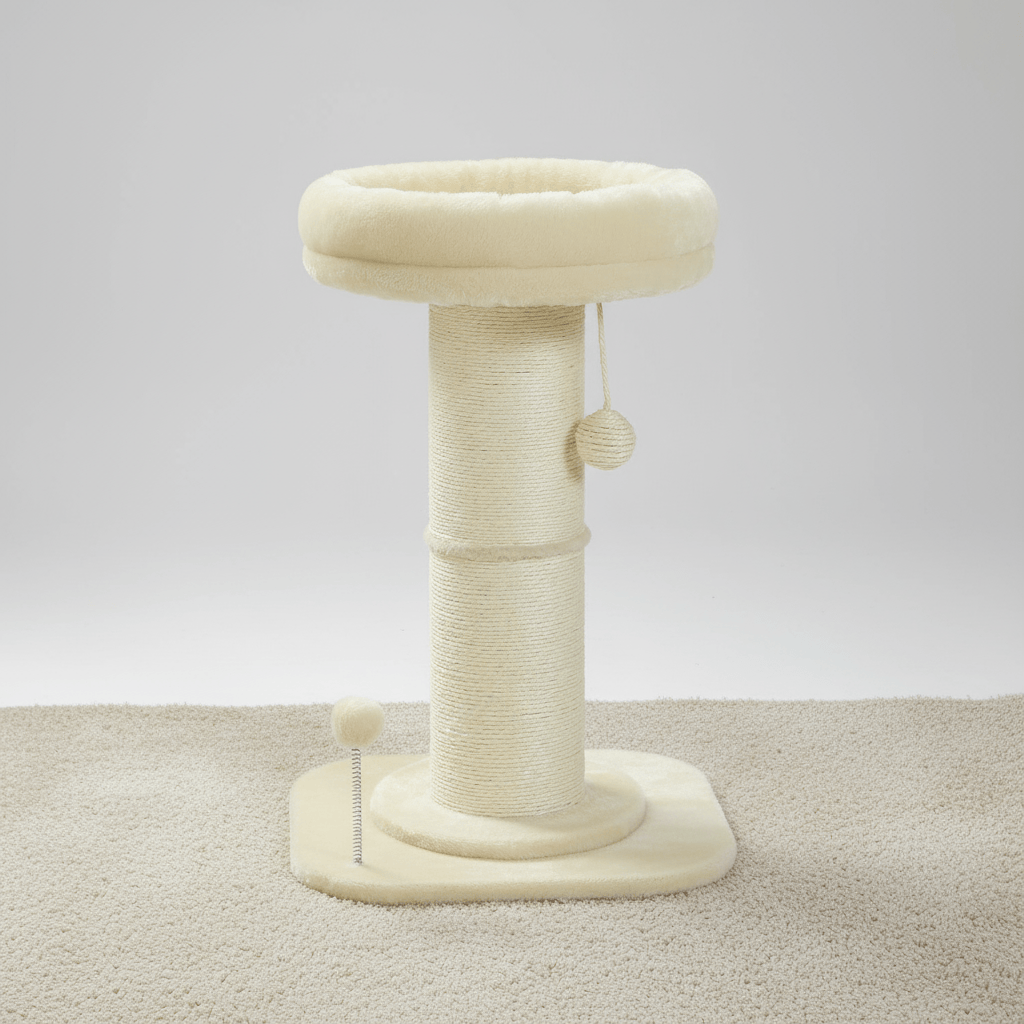 theMiaou Beige Arbre à Chat “CosyTower” – Griffoir, Aire de Jeu & Nid Douillet