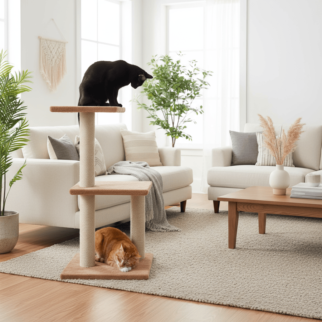 theMiaou Arbre à Chat “Duo Step” – Compact, Élégant et Parfait pour les Petits Espaces