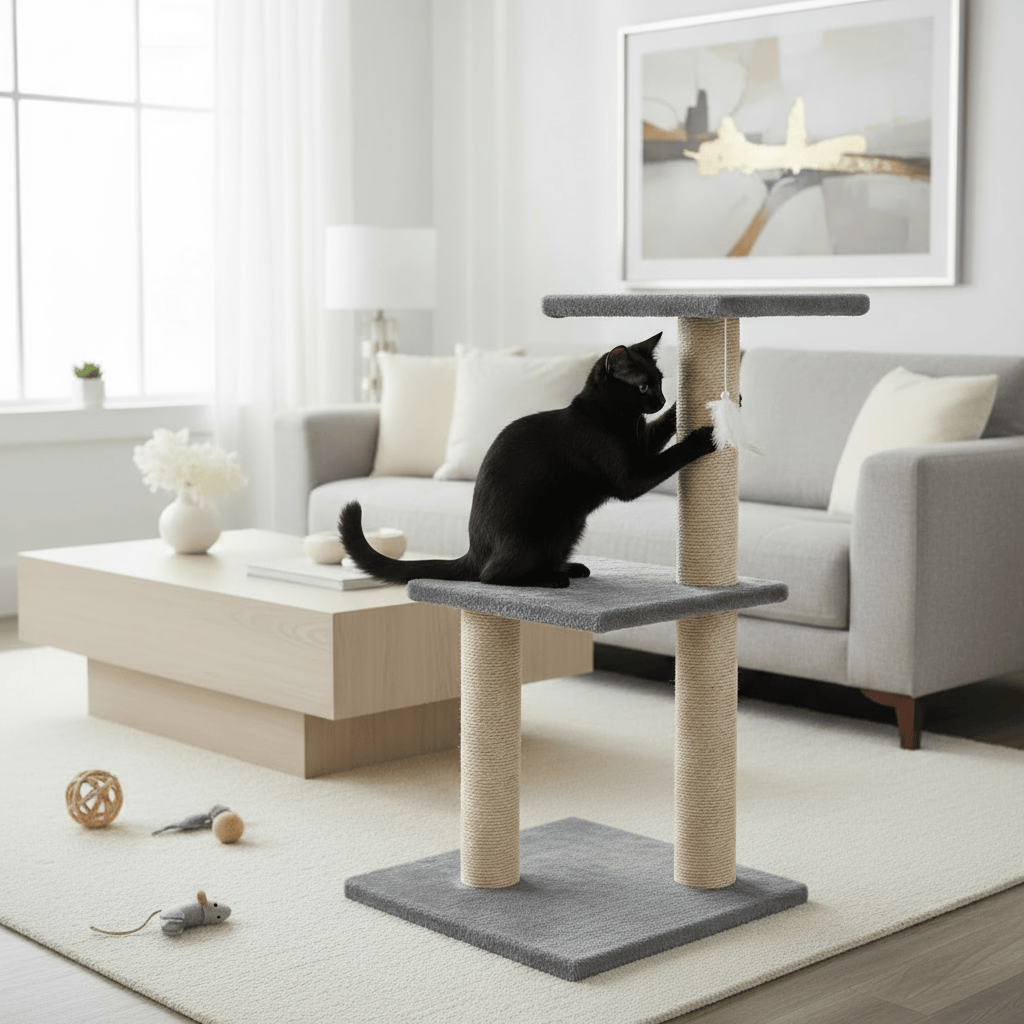 theMiaou Arbre à Chat “Duo Step” – Compact, Élégant et Parfait pour les Petits Espaces