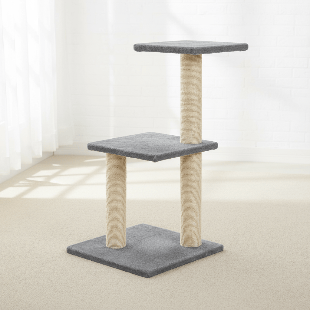 theMiaou Gris Arbre à Chat “Duo Step” – Compact, Élégant et Parfait pour les Petits Espaces