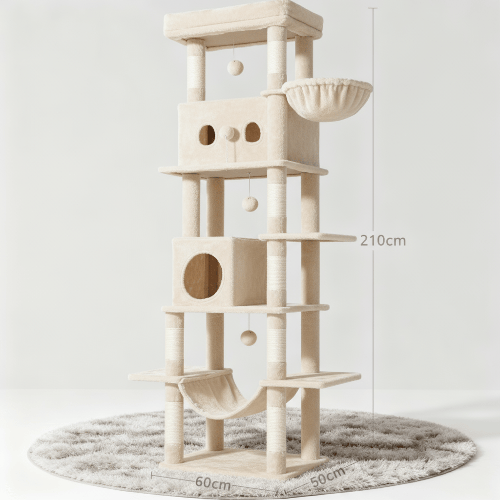 theMiaou Arbre à Chat “Olympus” – Arbre à Chat XXL avec Hamac, Niche et Panier Suspendu