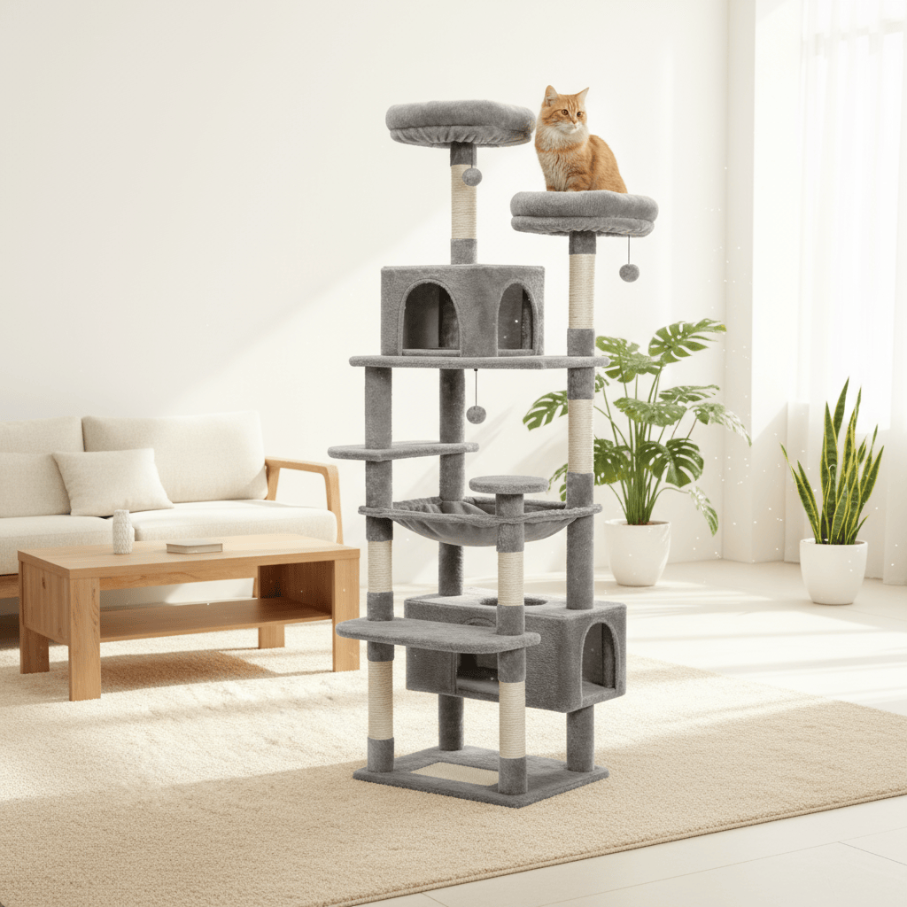 theMiaou Arbre à Chat “Majesty” – Arbre à Chat XXL Stable et Confortable avec Hamac