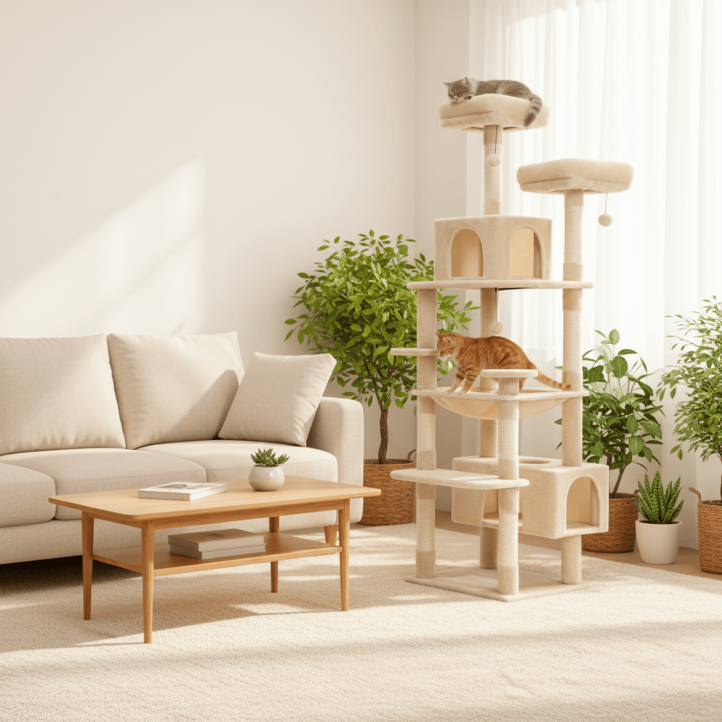 theMiaou Arbre à Chat “Majesty” – Arbre à Chat XXL Stable et Confortable avec Hamac
