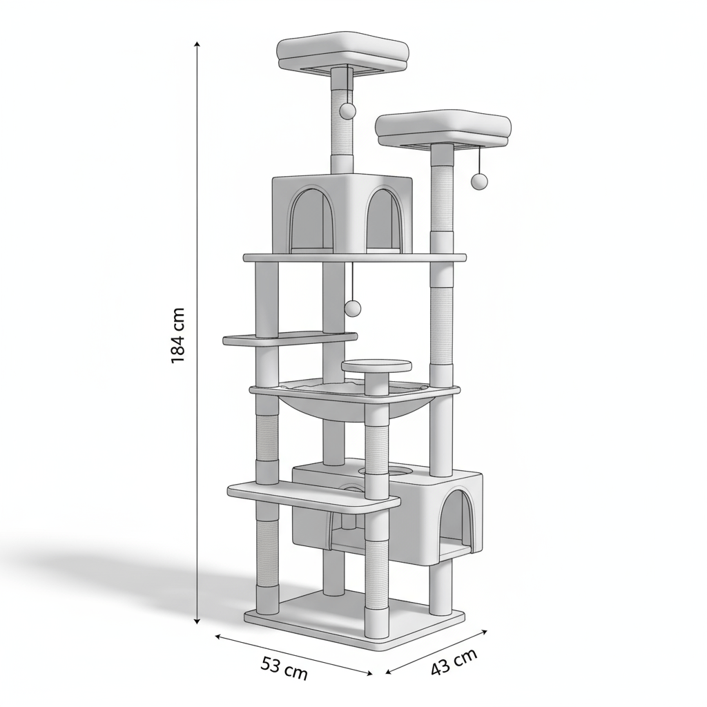 theMiaou Arbre à Chat “Majesty” – Arbre à Chat XXL Stable et Confortable avec Hamac