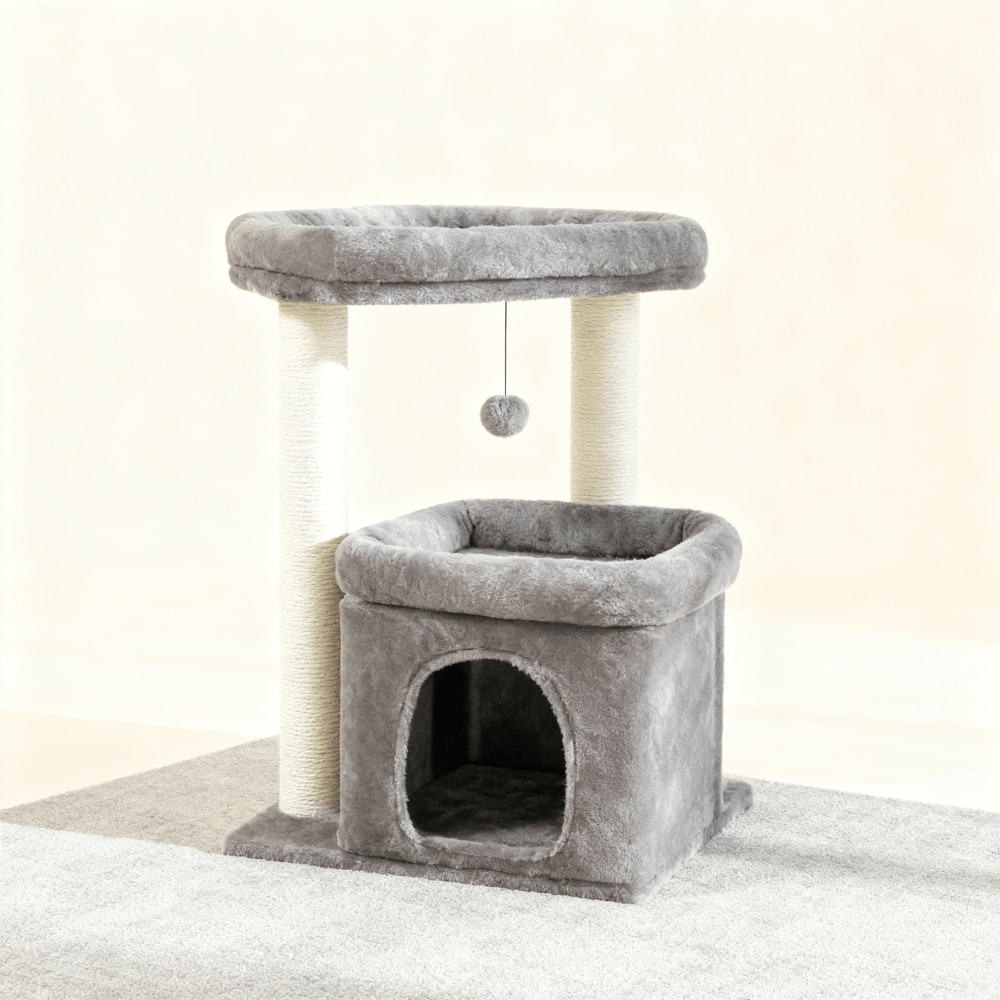 theMiaou Gris anthracite Arbre à Chat “Miaou Nest” – Petit Arbre à Chat avec Niche Confortable