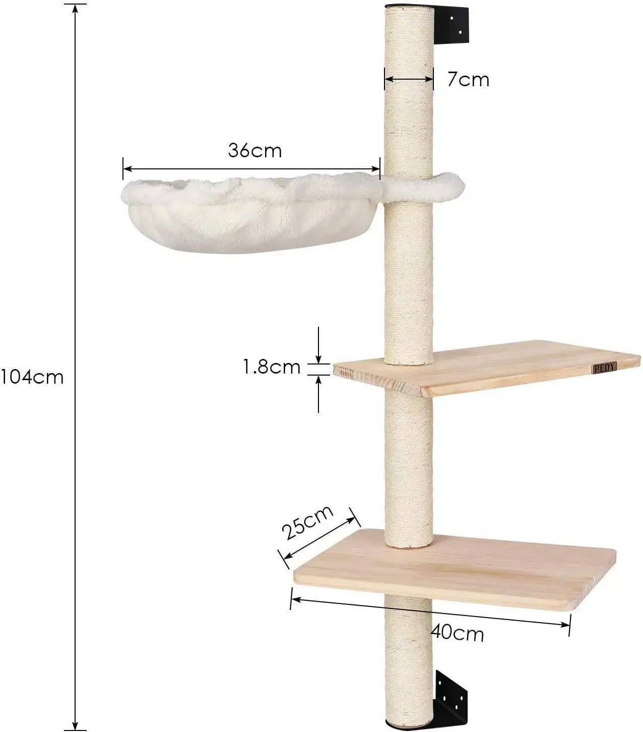 theMiaou 1 pièces Arbre à Chat Mural “Helios” – Bois Naturel & Hamac Suspendu