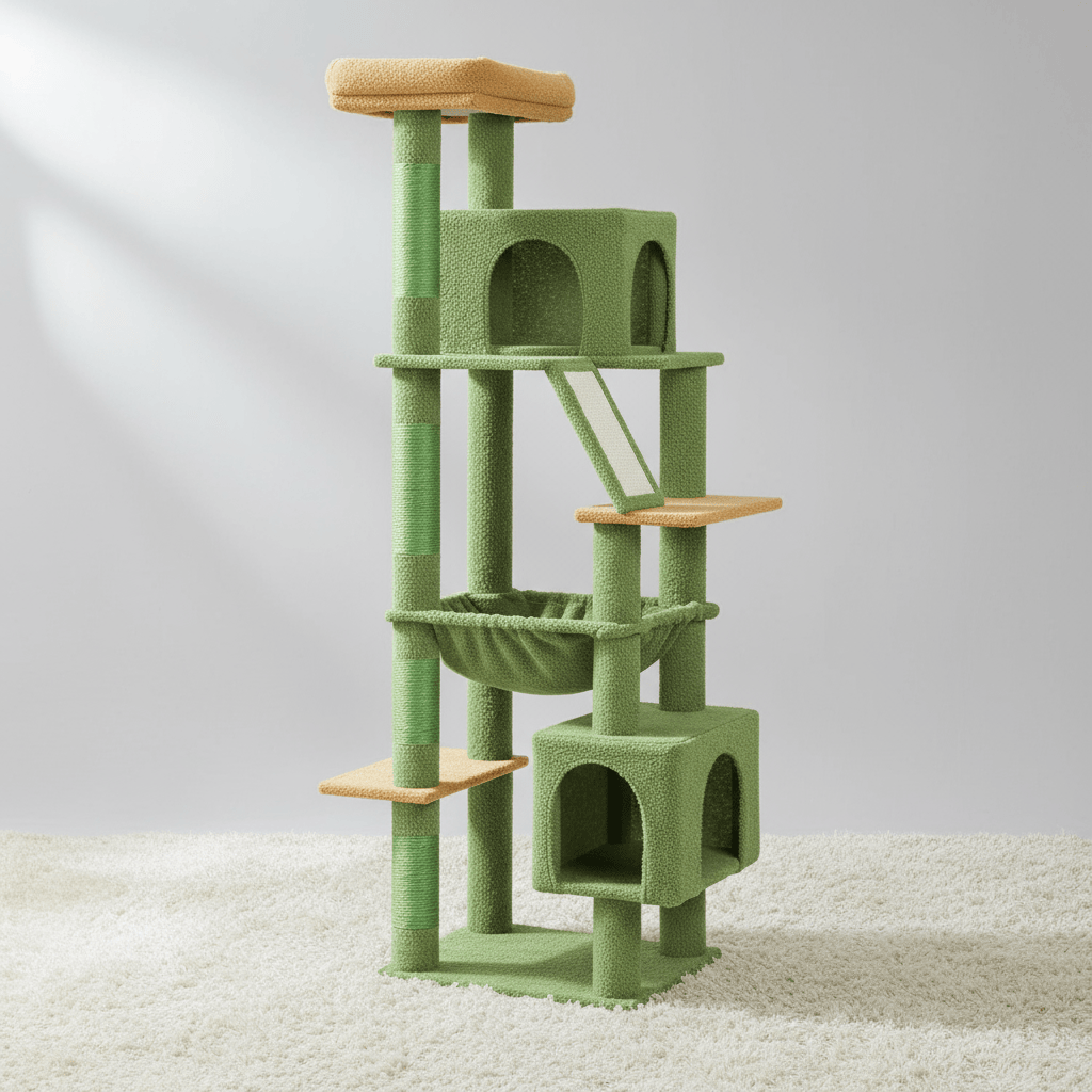 theMiaou Vert cactus Arbre à Chat “Nébula” – Arbre à Chat XXL Tour Haute et Confortable