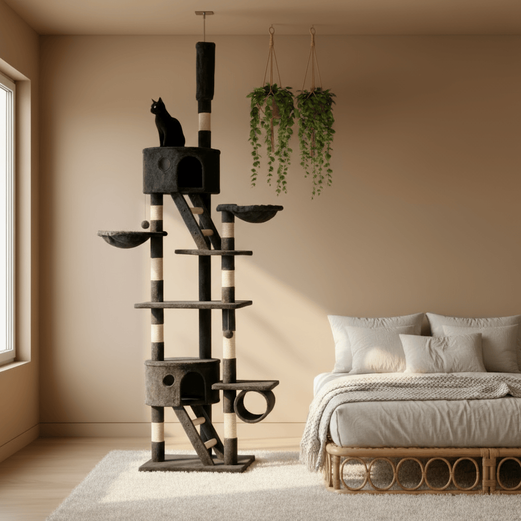theMiaou Arbre à Chat “Arka” – Arbre à Chat Sol au Plafond Multi-niveaux et Ultra Stable