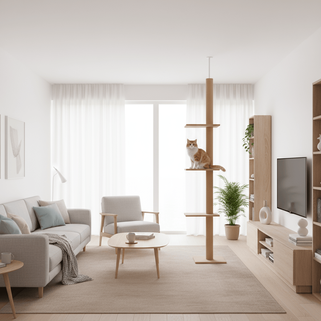 theMiaou Arbre à Chat “Pillar” – Arbre à Chat Sol au Plafond Design Minimaliste & Stabilité Parfaite