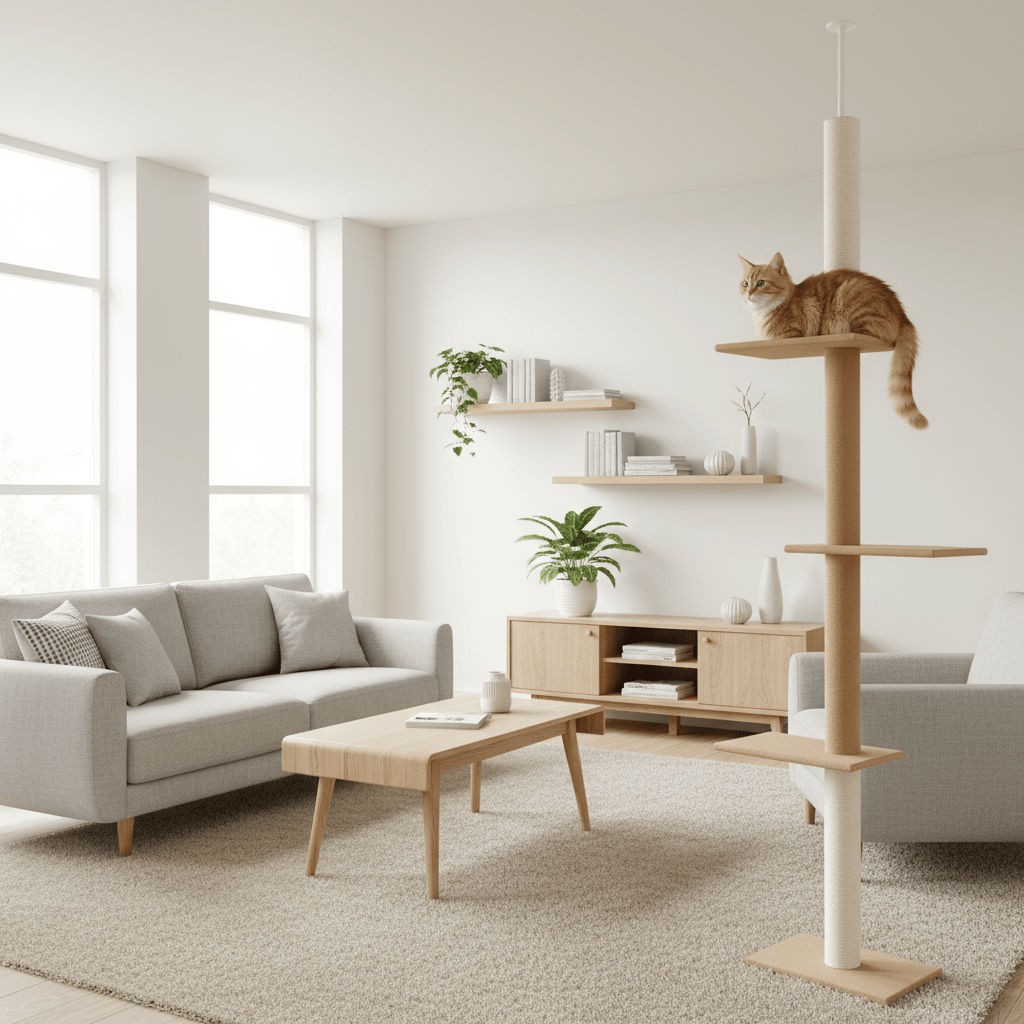 theMiaou Arbre à Chat “Pillar” – Arbre à Chat Sol au Plafond Design Minimaliste & Stabilité Parfaite