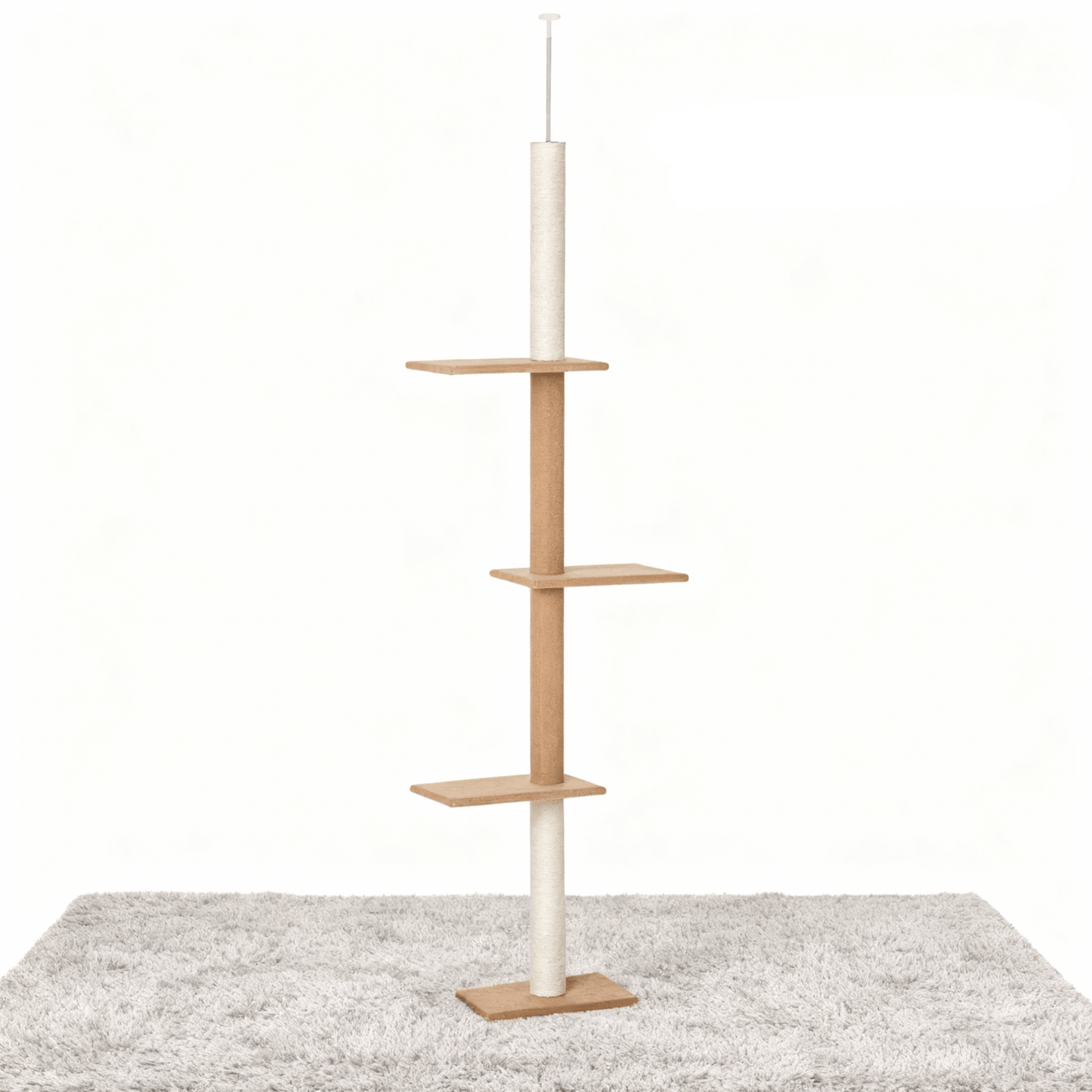 theMiaou Marron/Blanc Arbre à Chat “Pillar” – Arbre à Chat Sol au Plafond Design Minimaliste & Stabilité Parfaite