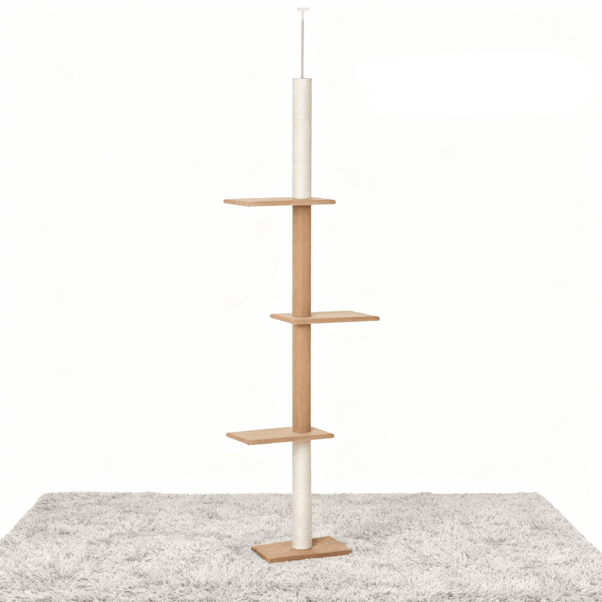 theMiaou Marron/Blanc Arbre à Chat “Pillar” – Arbre à Chat Sol au Plafond Design Minimaliste & Stabilité Parfaite