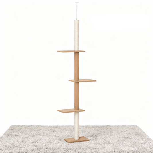 theMiaou Marron/Blanc Arbre à Chat “Pillar” – Arbre à Chat Sol au Plafond Design Minimaliste & Stabilité Parfaite
