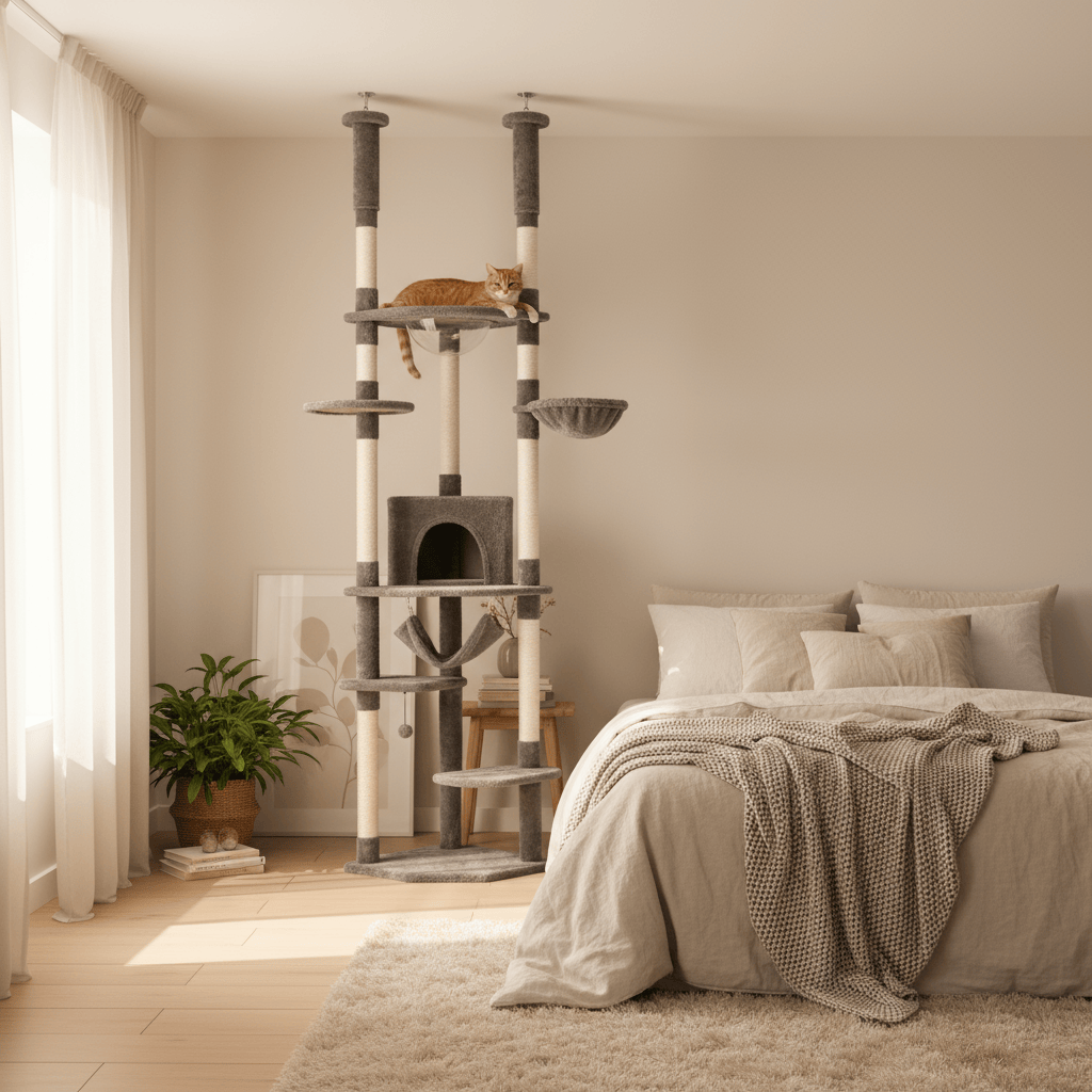 theMiaou Arbre à Chat “Ascendia” – Arbre à Chat Sol au Plafond Design Élégant et Ultra Stable