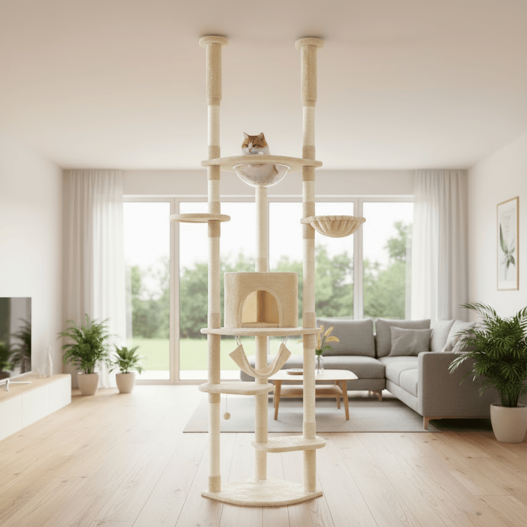 theMiaou Arbre à Chat “Ascendia” – Arbre à Chat Sol au Plafond Design Élégant et Ultra Stable