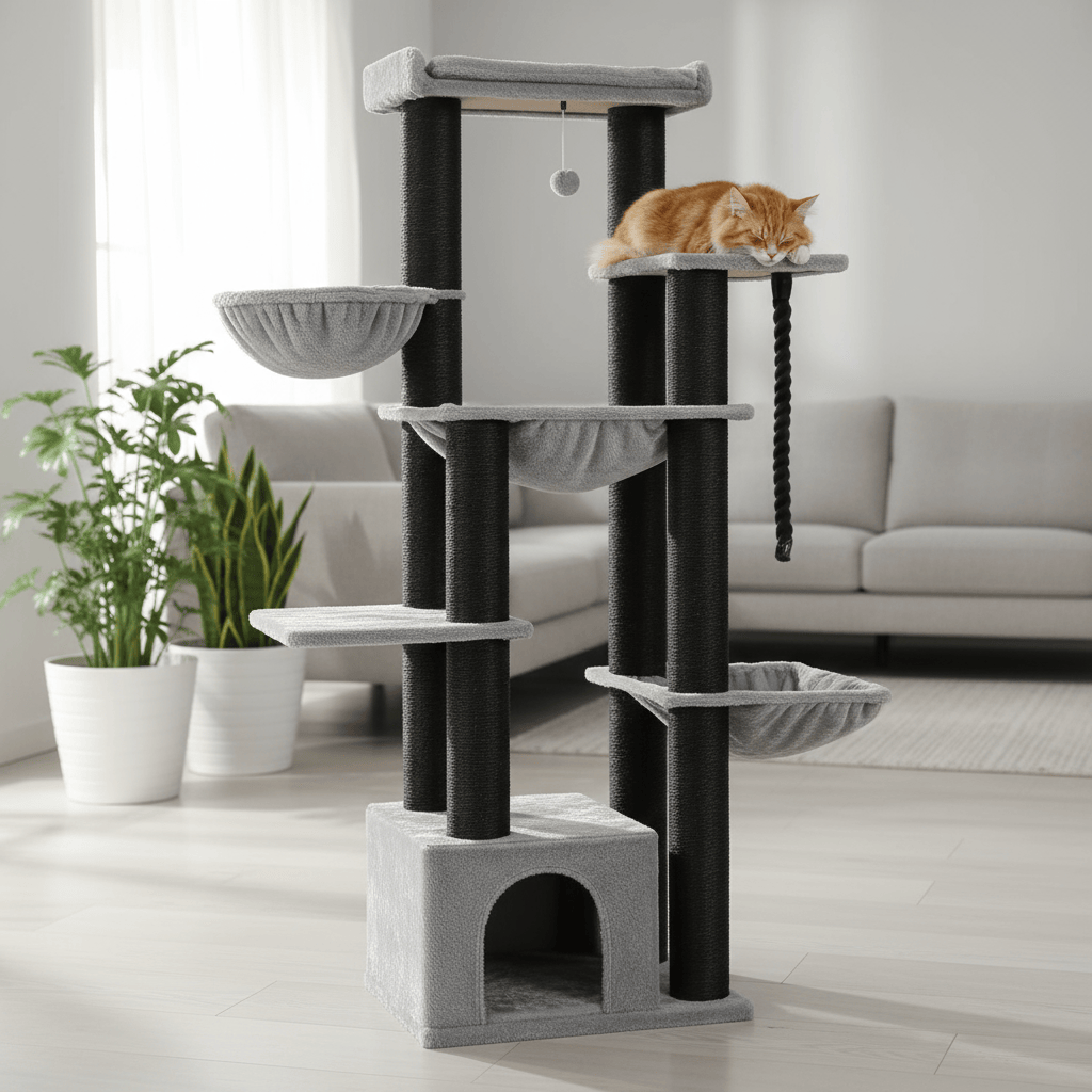 theMiaou Arbre à Chat “Atlas” – Arbre à Chat XXL Design Élégant & Stabilité Maximale