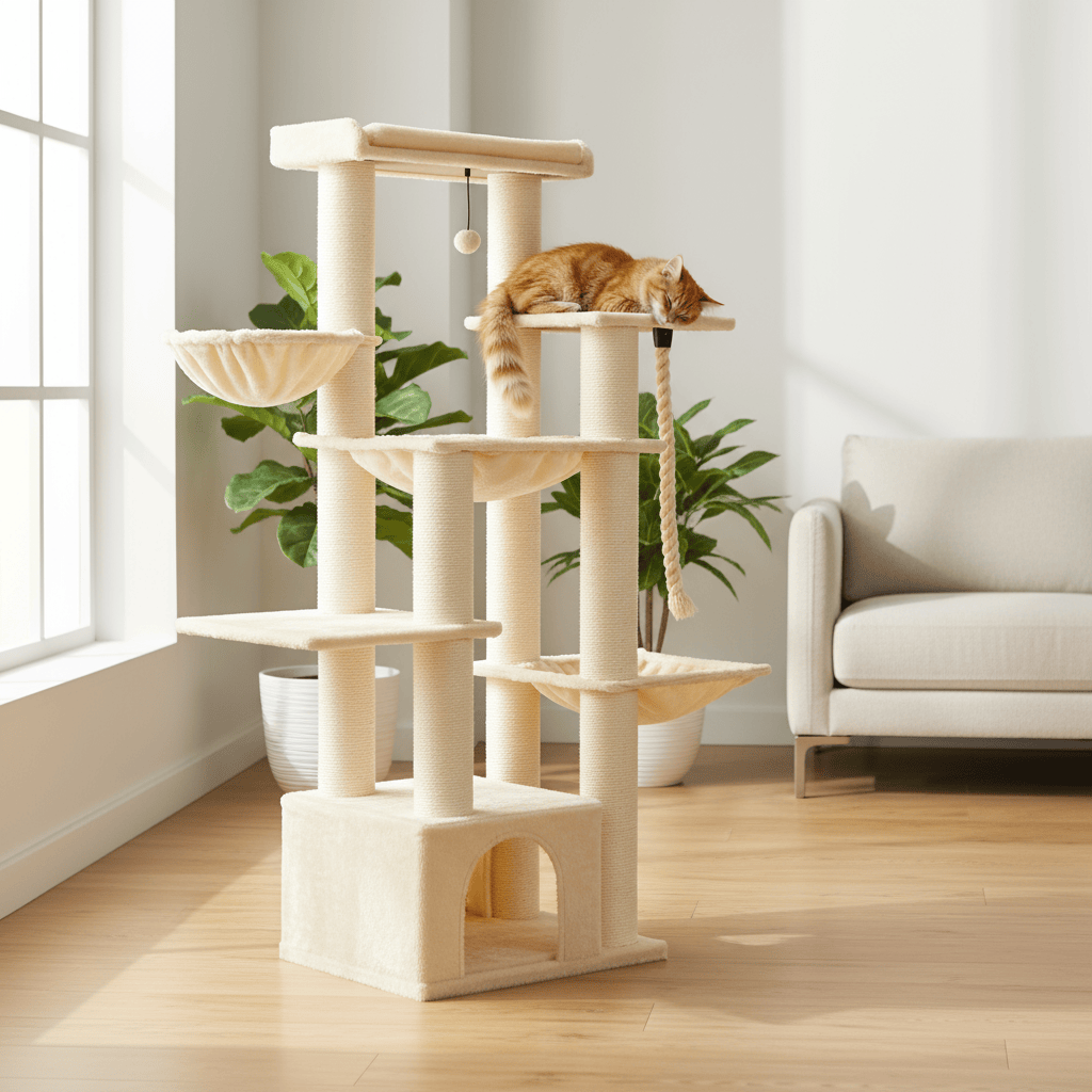 theMiaou Arbre à Chat “Atlas” – Arbre à Chat XXL Design Élégant & Stabilité Maximale