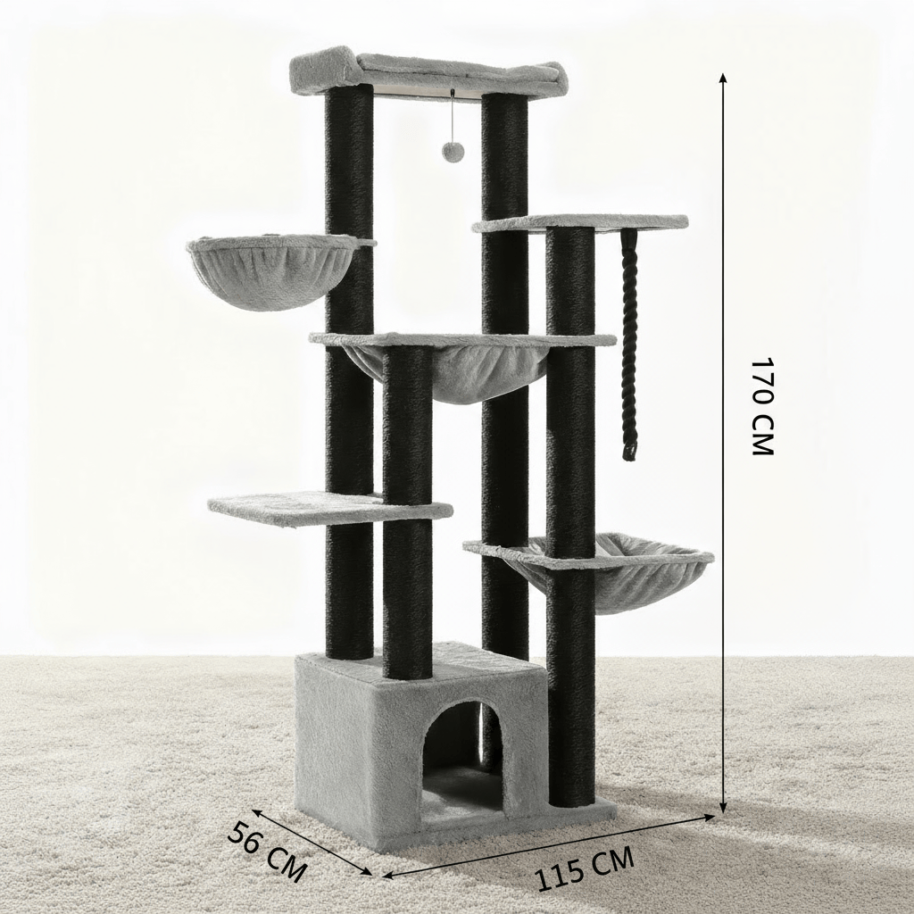 theMiaou Arbre à Chat “Atlas” – Arbre à Chat XXL Design Élégant & Stabilité Maximale