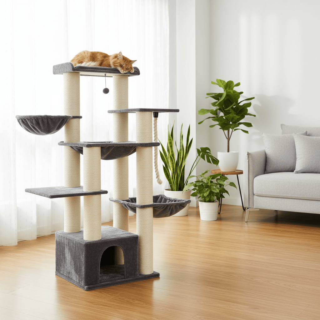 theMiaou Arbre à Chat “Atlas” – Arbre à Chat XXL Design Élégant & Stabilité Maximale