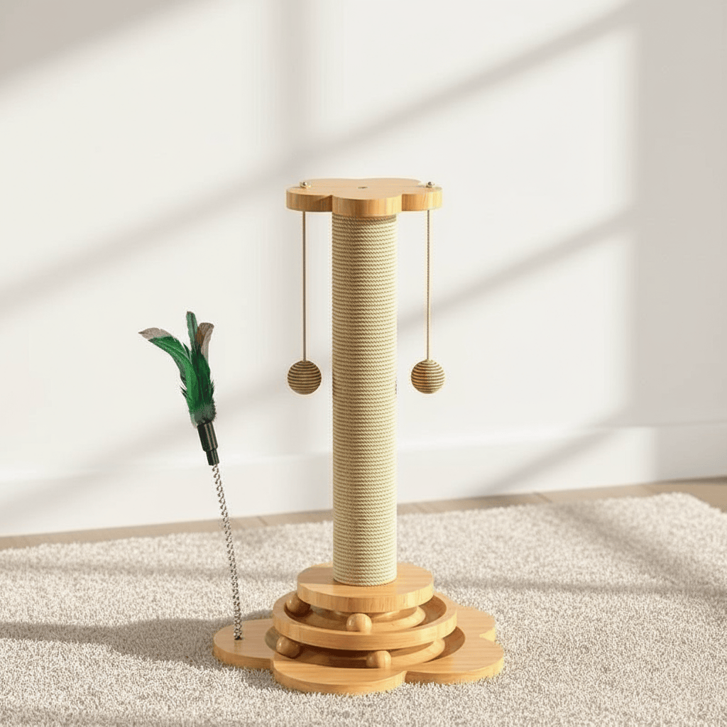 theMiaou 29x40cm Griffoir Pour Chat “Bamboo Tower” – Élégance Naturelle & Plaisir Félin