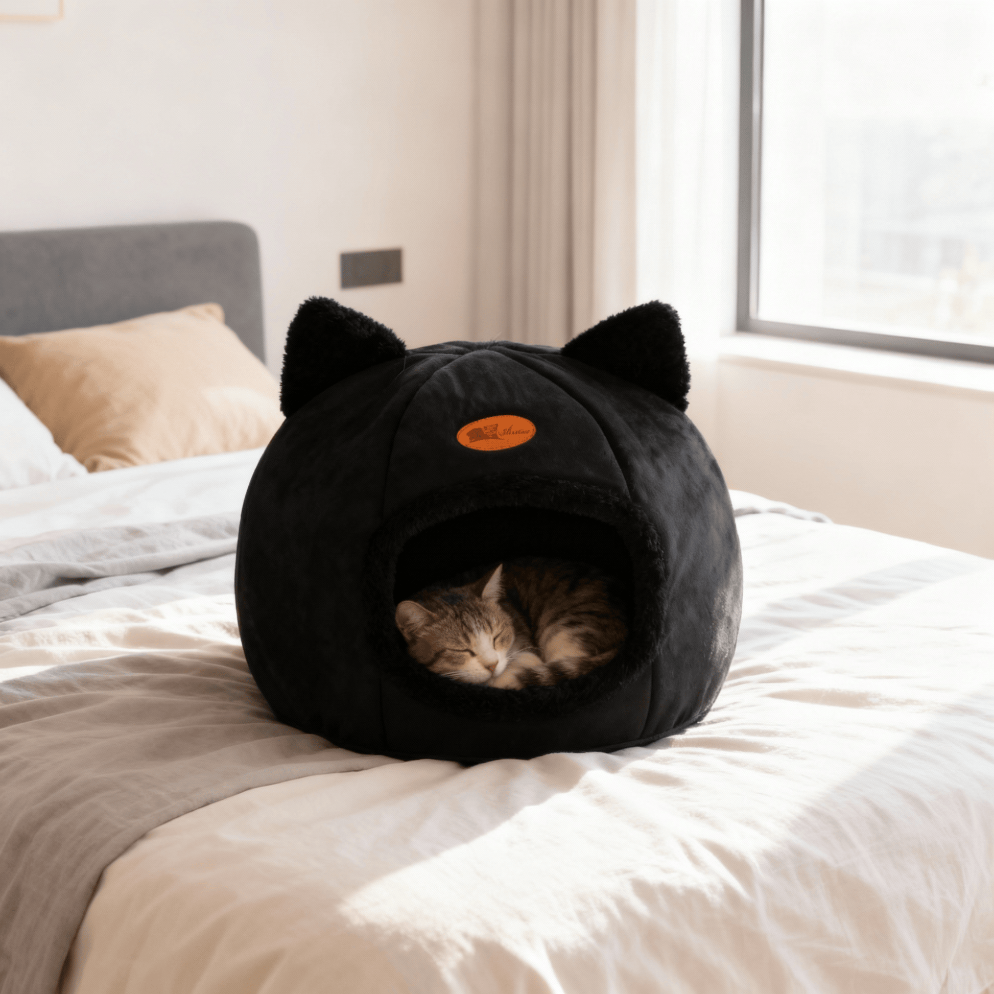 theMiaou Panier pour Chat “CatCocoon” – Maison Douillette avec Oreilles