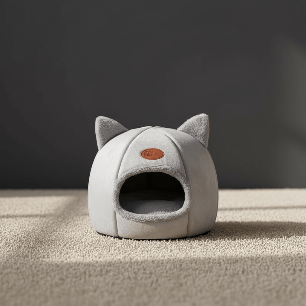 theMiaou Gris / S Panier pour Chat “CatCocoon” – Maison Douillette avec Oreilles