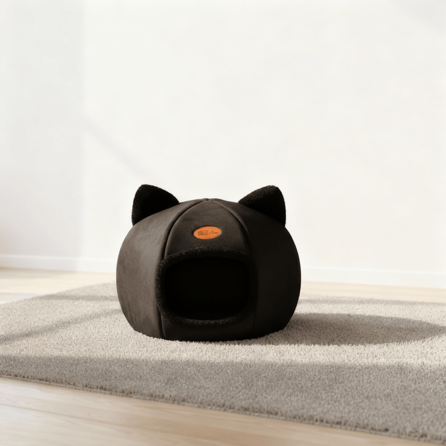 theMiaou Noir / S Panier pour Chat “CatCocoon” – Maison Douillette avec Oreilles