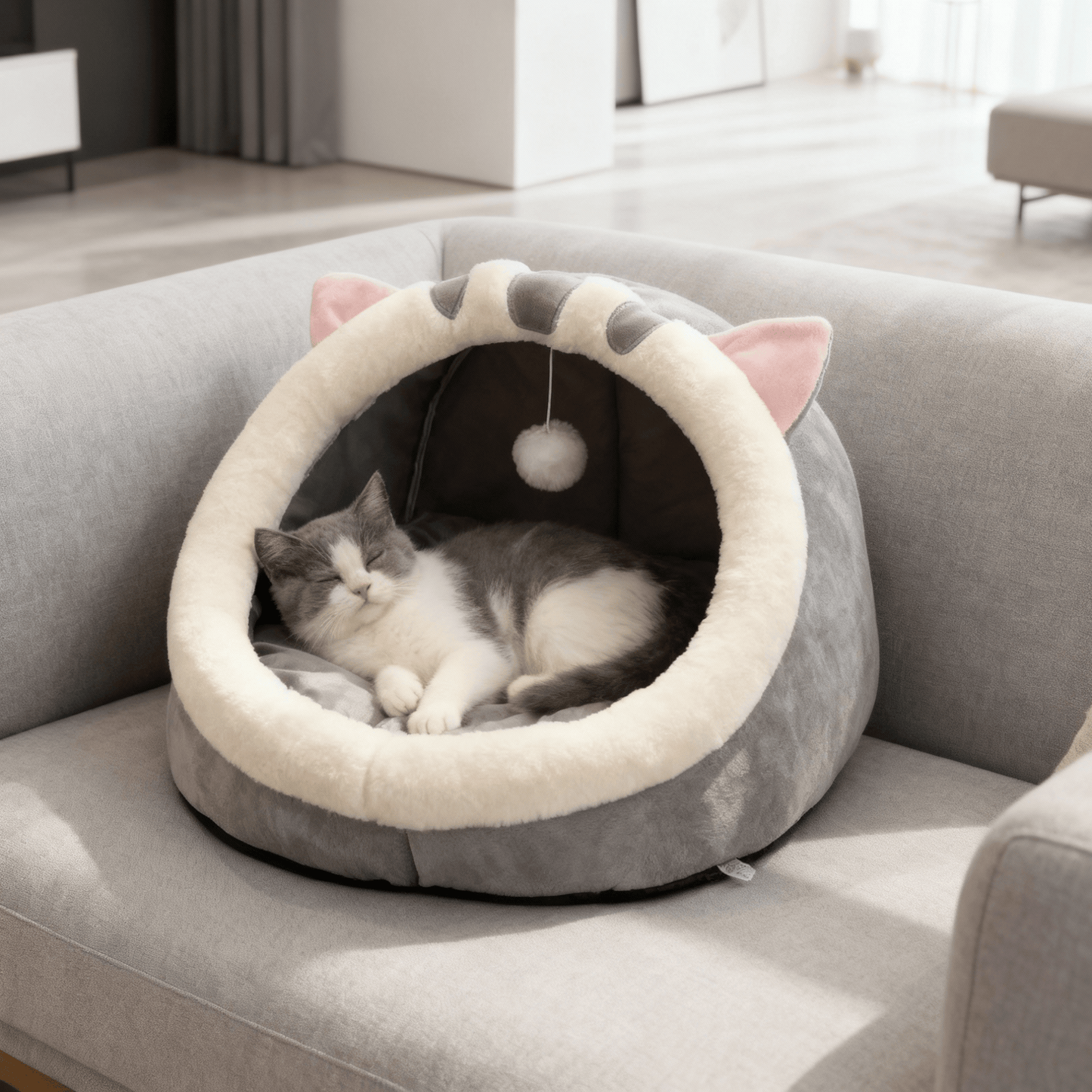 theMiaou Panier pour Chat “Mochi Cave” – Maison Douillette et Ludique