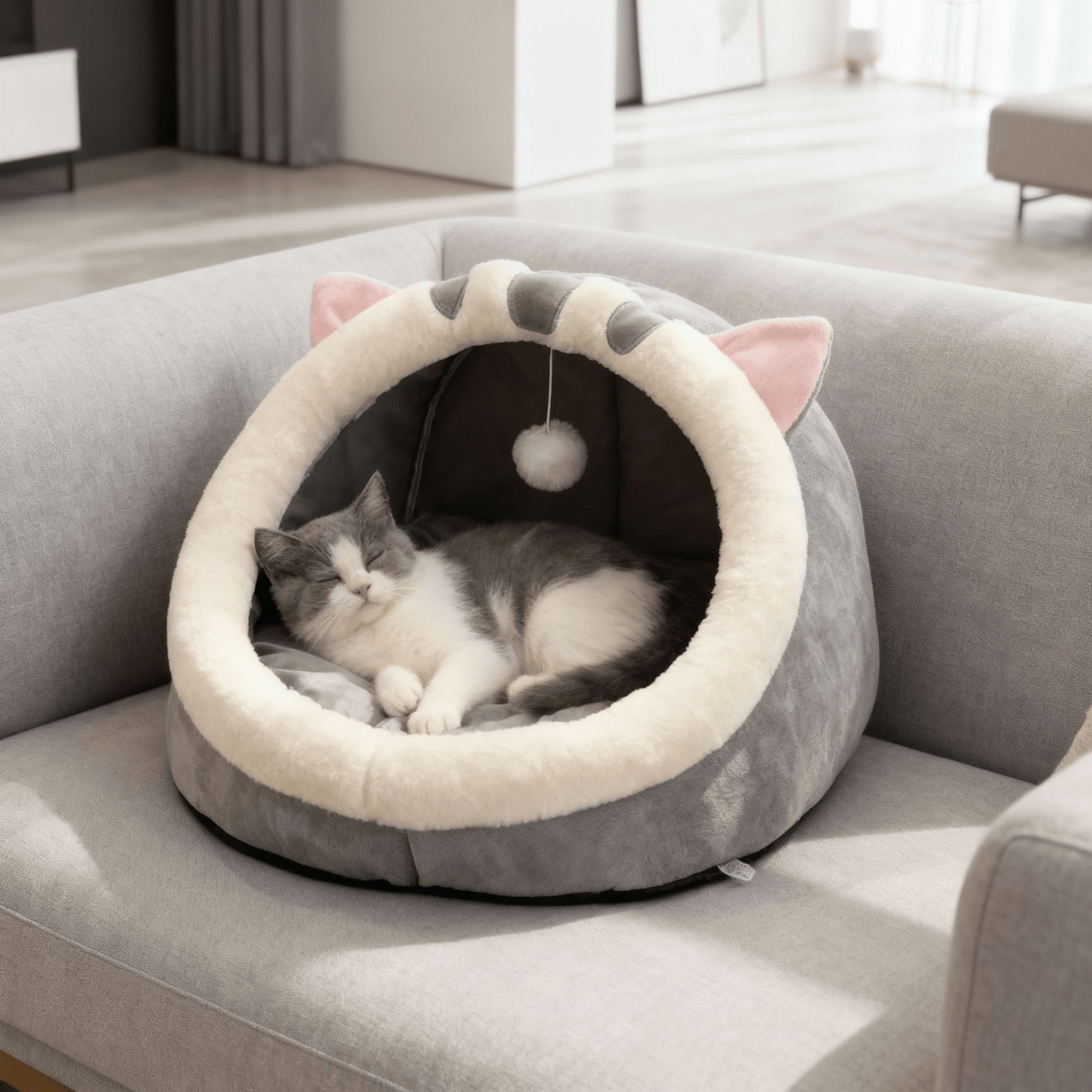 theMiaou Panier pour Chat “Mochi Cave” – Maison Douillette et Ludique
