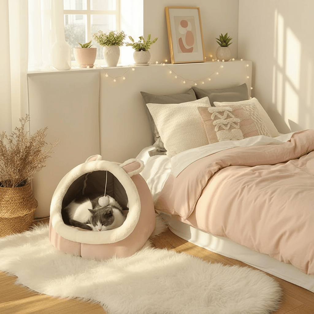 theMiaou Panier pour Chat “Mochi Cave” – Maison Douillette et Ludique