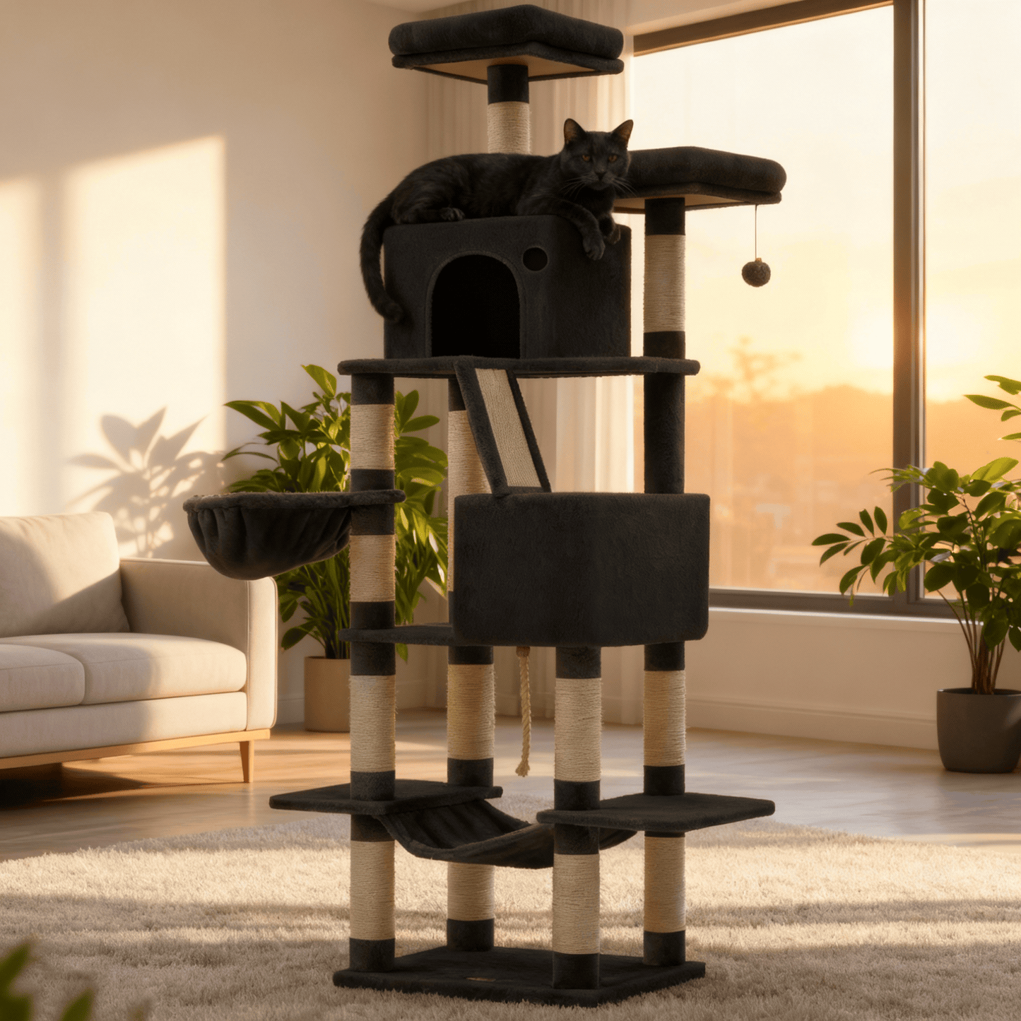 theMiaou Arbre à Chat “Aurelia” – Arbre à Chat XXL Design Multi-Niveaux Stable et Confortable