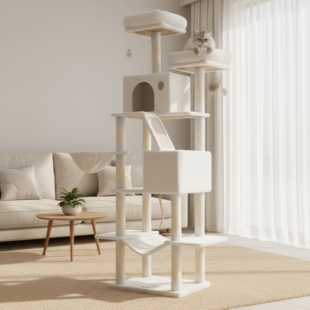 theMiaou Arbre à Chat “Aurelia” – Arbre à Chat XXL Design Multi-Niveaux Stable et Confortable