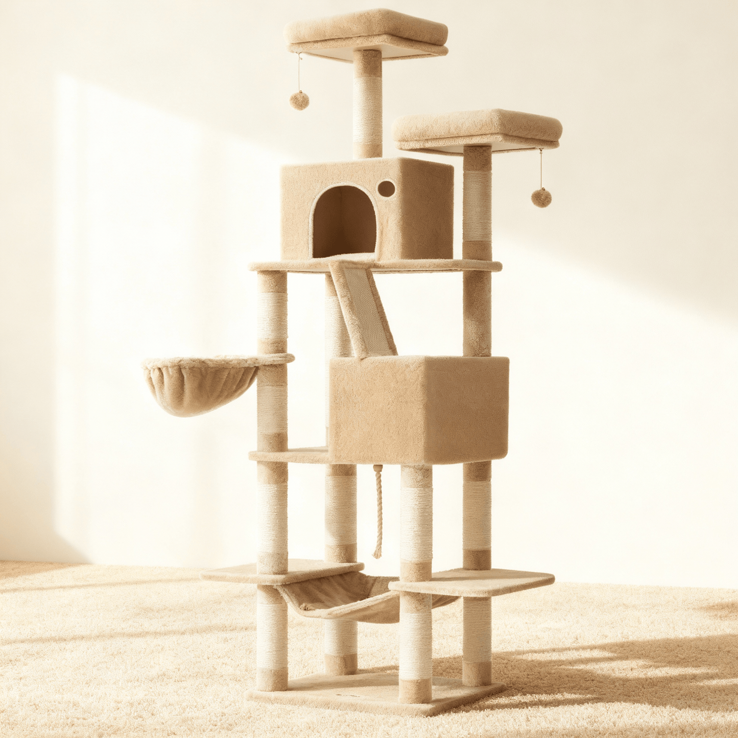 theMiaou Marron Arbre à Chat “Aurelia” – Arbre à Chat XXL Design Multi-Niveaux Stable et Confortable