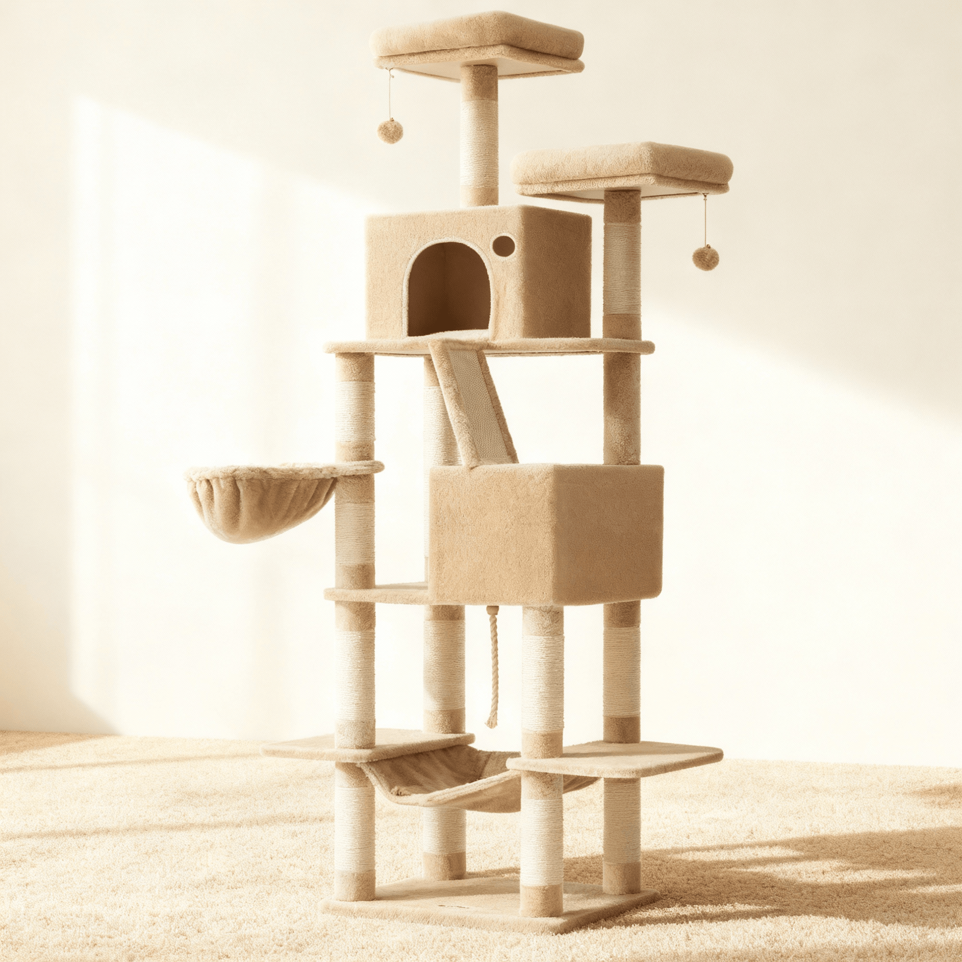 theMiaou Marron Arbre à Chat “Aurelia” – Arbre à Chat XXL Design Multi-Niveaux Stable et Confortable